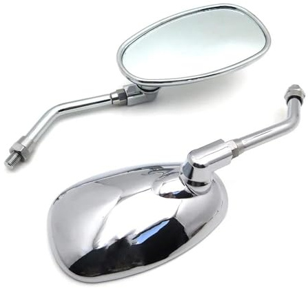Universal Motorrad Oval Chrom Rückspiegel 10MM Seite Spiegel Für Yamaha Xt 600 Virago 125 535 1100 Vmax 1200