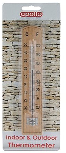 Apollo Wall Thermometer Wood, Multi-Colour, 21.5x3.5x1.5
