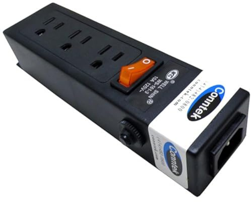 Conntek Multiprise 125 V 19,5 cm Boîtier IEC C14 vers U.S 3 broches 3 prises avec espace adaptateur CA