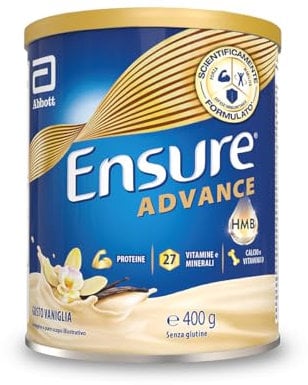 Ensure Advance Integratore Alimentare Proteico in Polvere, con 27 Vitamine e Minerali, Integratore Alimentare con Proteine, Calcio e HMB, Confezione 400g, Gusto Vaniglia