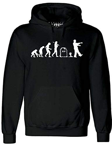 Reality Glitch Men's Zombie Evolution Hoodie. (Large, Black)