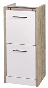 Schildmeyer Unterschrank 133070 Trient, 38 x 35 x 84 cm, weiß glanz / wildeiche Dekor
