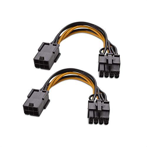 Cable Matters 2er-Pack 6-Pin zu 8-Pin PCIe Adapter Stromkabel (8 Polig PCIe Stecker zu 6-Polig PCIe Buchse Kabel) - 10 cm