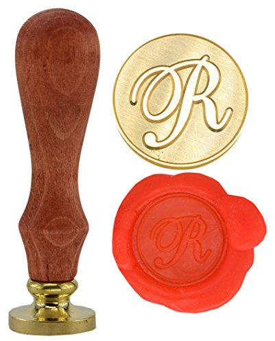 SYAYA Siegelstempel, Vintage, Retro, Messing-Kopf und Holzgriff, 26 Buchstaben, Alphabet A-Z, für Wachssiegel GZ4 R