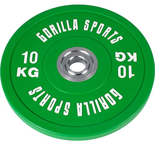 GORILLA SPORTS® Bumper Plates - 50mm, Einzeln, 5/10/15/20/25 kg, Gusseisen, Gummiert - Hantelscheiben, Gewichte Hantel, Gewichtsscheiben, Olympia Hantelscheibe, Weight Plates, Langhantel Scheiben