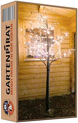 Gartenpirat LED Baum 200 cm schwarz 168 LED warmweiß Timer-Funktion Lichtbaum Weihnachtsbeleuchtung Lichterbaum Außenbeleuchtung