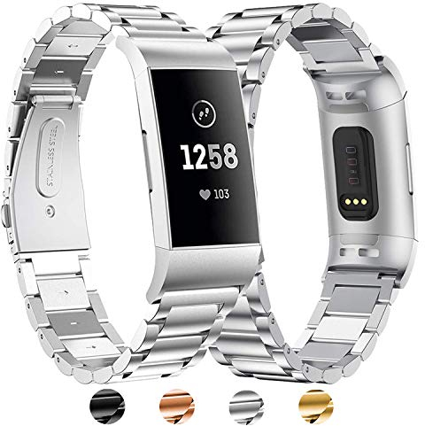BDIG Armband kompatibel mit Fitbit Charge 4, Fitbit Charge 3 Metall, verstellbares Armband, Edelstahl, Zubehör, Ersatzarmband für Fitbit Versa 3/4