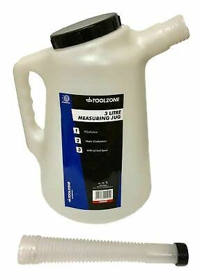 3L Plastic Polythylene Tapered Measuring Jug w Spout lid - Auto Tool - oil, fuel
