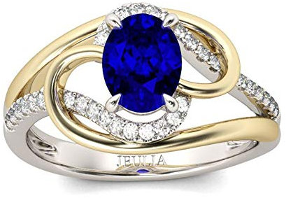 Jeulia Two Tone Ovalschliff Ring aus Sterlingsilber Eheringe Verlobungsringe für Frauen Jubiläumsversprechen Ring Braut Sets (56 (17.7))