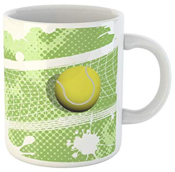 Awowee Coffee Mug Blue Net Tennis Green Ball Court Play Sport Abstract 11 Oz Ceramic Tea Cup Mugs Best Gift Or Souvenir For Family Friends Coworkers