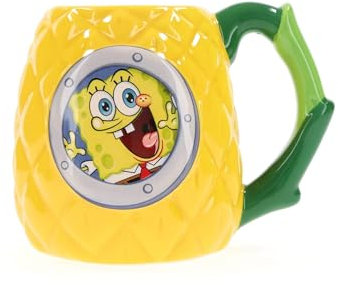 Silver Buffalo Ceramic Mug 3-D Sculpted, 20-Ounce, Spongebob Pineapple Window