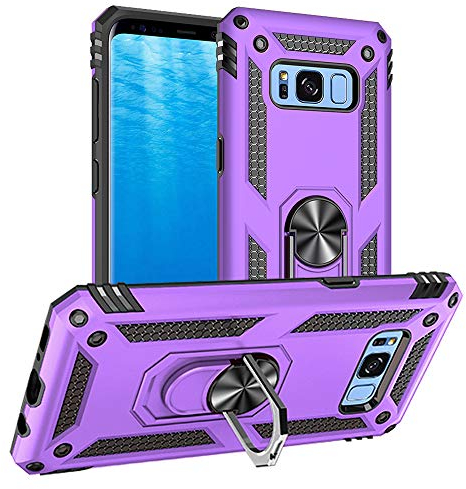 Yiakeng Hülle für Samsung Galaxy S8 Handyhülle, Galaxy S8 Hülle Stoßfest Schutzhülle Mit Ring Standfunktion Case Cover für Samsung Galaxy S8 (Lila)