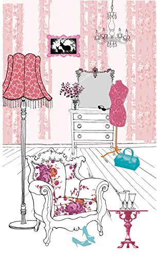 PLAGE Papier peint intissé rose baroque 250 cm X 150 cm pour salon - Déco intérieure mélange couleurs - Illustration décorative.