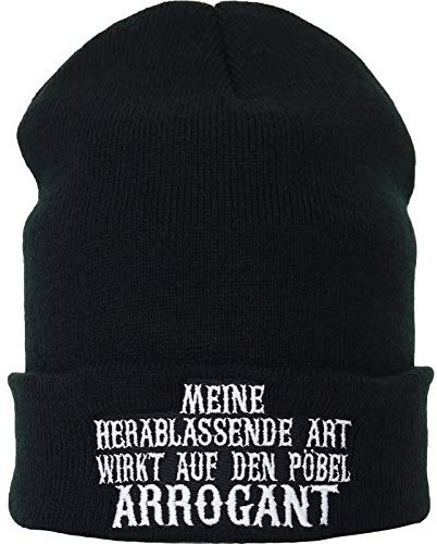 EXPRESS-STICKEREI Lustige Strickmütze - Warme Wintermütze mit Spruch Meine herablassende Art - Biker Beanie für Damen und Herren - Unisex Wollmütze Seemannsmütze - Beanie Haube mit Spruch