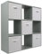Charles Jacobs Grey 9 Cube Storage Shelving Unit + 5 White Fabric Drawers