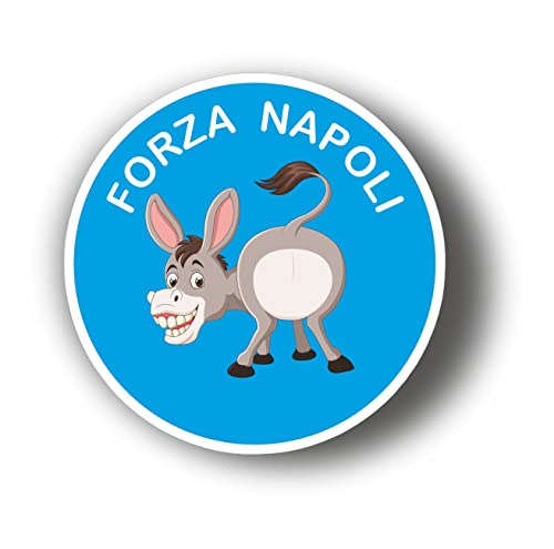 AMA SHOP Adesivo Sagomato Forza Napoli ciuccio| supporters calcio Napoli | Adesivi per Auto | Sticker per Casco, Moto, Camper | Adesivo in PVC con fondo bianco per Decalcomania Parete, Murale