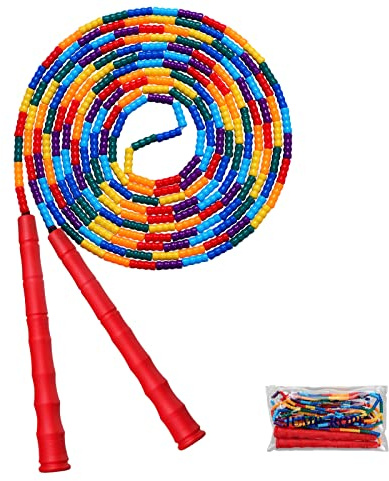 Kingcolor Double Dutch Jump Rope Long Jump Rope 16 FT 1 Pack/2 Pack, Adjustable Soft Beaded Diy Jump Rope for Kids Adult Long Enough for 5-6 Jumpers