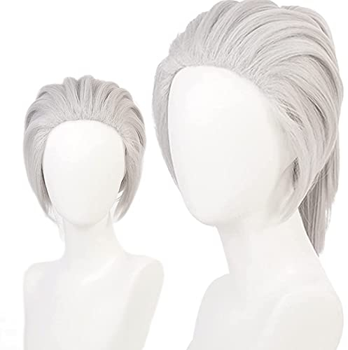 maysuwell Anime-Perücke Cosplay-Perücke für Männer und Frauen Kurzes graues Haar für Halloween, Karneval, Kostümparty mit Perückenhaube