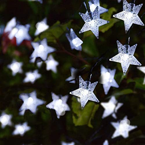 Solar String Lights Garden, 100 LED Star Fairy Lights Outdoor Solar Powered Led Star String Light Waterproof 8 Modes Decorative Light for Garden Patio Yard Home Wedding Party, Cool White