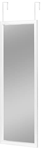 MIRUO Espejo de pared para colgar sobre la puerta, espejo de pared de cuerpo entero, marco de poliestireno para baño, dormitorio, sala de estar, dormitorio y más (blanco, 51 x 16 pulgadas)