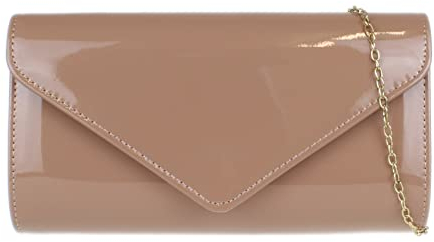 Girly Handbags Damen Plain Glänzend Clutch-Bag (Taupe)