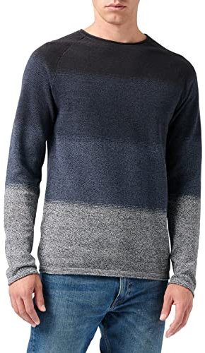 Jack & Jones Jjehill Knit Crew Neck Noos, Suéter Hombre, Navy Blazer Detail Gradient, L