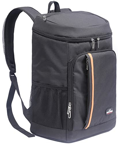 MCXKJ 28L Mochila de Refrigeración,Mochila Nevera Bolsa Térmica Porta Alimentos Mochila Grande Suave para la Playa/Picnic/Barbacoa/Camping/Fiesta(Negro)