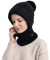 WANYI 2 in 1 Winter Mütze für Damen Wintermütze Strickmütze mit Schal Warme Mütze Kreis Schal Set Winddichte Balaclava Sturmhaube mit Fleecefutter 55-60CM (88 Schwarz)