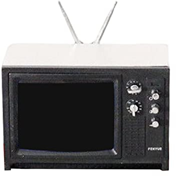 Baoblaze Mini-Fernseher, Dekoration, Einrichtungsrequisiten, Geschenk, Sammlermodell, Retro-Fernseher, 1:12-Fernseher für Puppenhäuser, Mikrolandschaft,