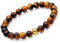 day.berlin Tigeraugen Perlenarmband Herren, Naturstein Armband mit echten 8mm Edelsteinen, 19cm lang mit flexiblem Zugband & Edelstahl Perle 18k vergoldet, Handgemacht für Männer