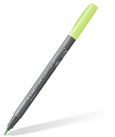 STAEDTLER brush pen pigment Arts, limonengrün, pigmentierte Premium-Zeichentusche, Pinselspitze für variable Linienbreite, wasserfest, schnelltrocknend, 10 brush pens im Kartonetui, 371-530