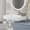 Lavabo sospeso 100 cm in resina bianco lucido, foro per troppo pieno e miscelator, profondità interna 12 cm, LODI