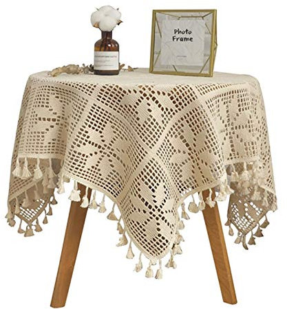 Tischdecken Vintage Floral Bestickte Esstischdecken Spitze Tischdecke Handgemachte runde Spitze Häkeltischdecke Für Hochzeiten, Babypartys Babyparty Geburtstagsfeiern Requisitenzubehör