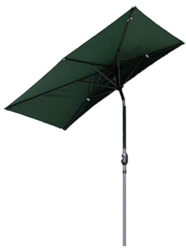 XIAOYUE 195cm x 100cm Rechteckiger Sonnenschirm mit Kippfunktion, Marktschirm mit Handkurbel, Halber Balkonschirm, Wandschirm, 6 Rippen, ohne Ständer