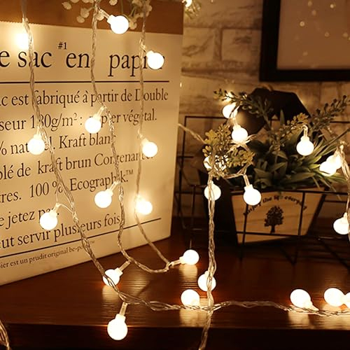 Bonnovék 5M LucSectorial Botón de Luces lndoor, Lu Cintas con 40 Diplomas Cadencillas Blancas Cálidas. DecORAción pGeneratoras, Bodas, Cumpleaños, Casa, Jrd .