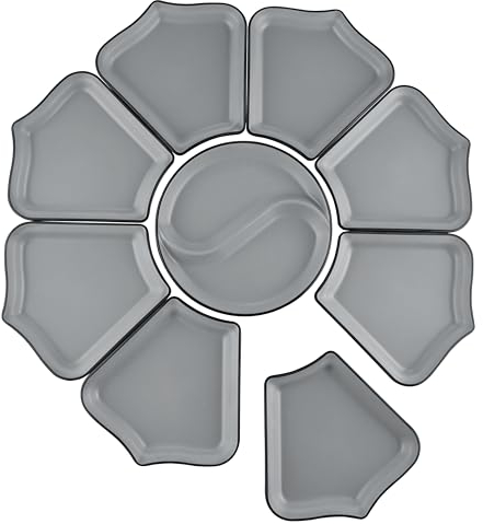 Party Serving Tray Food Platter, Reusable Trays for Food Eating, Melamine Dishwasher Safe, Tea/Drink/Snak/Dinner Serving Platters for Kitchen, Bar,Resturant,Divided 9 Compartment