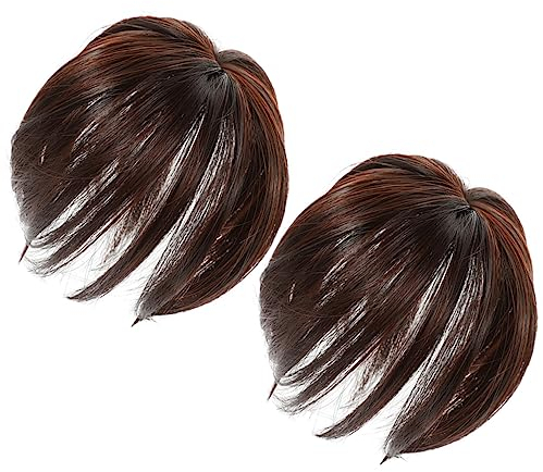 BIUDECO 2 Stück Glattes Echthaar Damen-Perücke Gerades Haarteil Top-Wiglet Für Frauen Mittleren Alters Reissue-Faser Handweberei