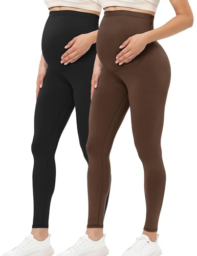 Buttergene Damen Umstandsleggings über dem Bauch Schwangerschaft Active Wear Workout Yoga Tights Hose