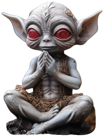 Alien Dekoration, Alien Statue, Alien Gartenfigur, Gartenfiguren Aus Polyresin, Lustige Gartendeko Figuren, Mini Kunstwerkskulpturen, Harz Deko Figuren Für Garten/Haus/Innen/Außen Dekoration (Grau)
