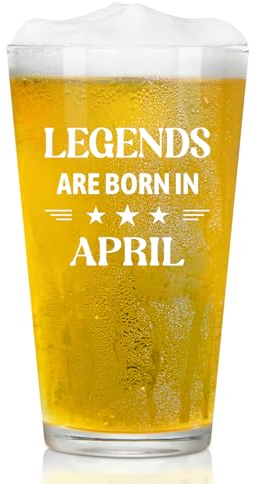 Joymaking Beer Glass Birthday Gifts for Men - Legends are Born in April, Gifts for Men Birthday Present, Mens Birthday Gifts, Gifts for Him Who Has Everything, Gifts for Men Birthday Unique 15oz