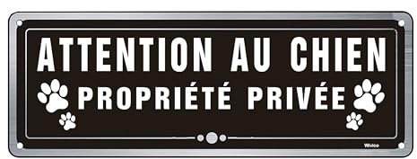Wivico Panneau Attention au Chien,Réflexion Aluminium 25x9cm,Propriété Privée Vintage Schwarz mit Weißer Schrift,Je Monte LA Garde Vous Pénétrez dans Cette Propriété à Vos Risques et Périls