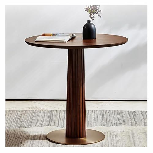 JHAISMAO Rund Massivholz Esstisch 60/70/80/90cm Aus Holz Mitte des Jahrhunderts Küchentisch Und Metall-Sockel Esstisch Möbel Für Speisesaal Modern Wohnzimmer Restaurant(Size:90cm)