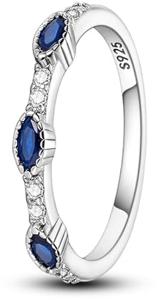 QIKAOLA 925 Sterling Silber Frauen Ringe - Mond Stern Ring, Evil Eye Ring, Bunte Vintage Ringe mit Cubic Zirkonia und Stapelbare Statement Ringe für Frauen Größe 6-9