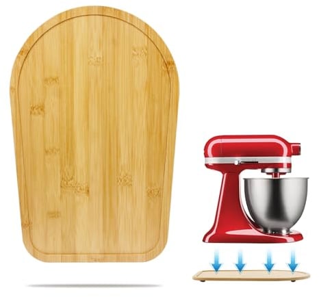 JAYOBGO Bamboo Mixer Slider Mat for KitchenAid Tilt Head 4.5-5 Qt Mixer, Natural, 14x14x1 Inches, Space Saving, Easy to Move