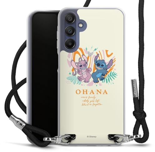 Carry Case kompatibel mit Samsung Galaxy A15 Hülle mit Band Handykette zum Umhängen schwarz Lilo & Stitch Offizielles Lizenzprodukt Disney