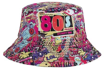 Manfnee Fashion Retro 80s 90s Bucket Hats Fashion Sun Cap Packable Outdoor Fisherman Hat für Frauen und Männer