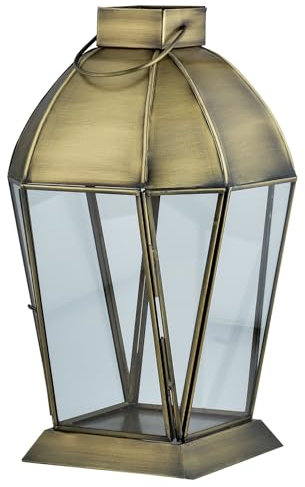 Marrakesch Vintage Deko Windlicht Laterne 33cm groß antik aus Metall & Glas | Teelichthalter als Tischdeko Wohnzimmer Deko | Kerzenhalter Windlichter Merud als Balkon Terrasse & Garten Aesthetic Deko