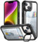 Aolcev for iPhone 14 Case with Card Holder Camera Lens Protection Kickstand Shockproof Heavy Duty Hard PC Back Soft TPU Bumper Clear Protective Cases Wallet Case for iPhone 14 Phone Case-Black