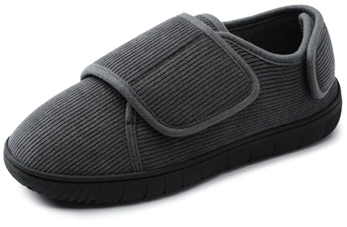 MIXIN Mens Slippers With Memory Foam Comfy Adjustable Indoor Outdoor House Slippers for Men Grey 10