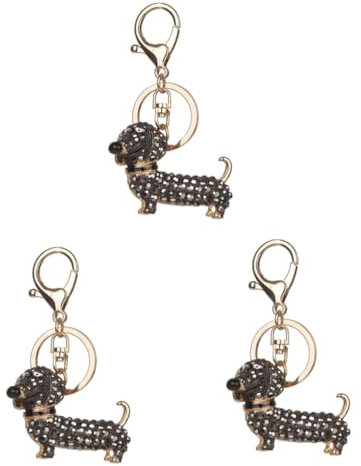 SOIMISS 3 Pièces Porte-clés Femmes Porte-clés Cheval Porte-clés Personnalisés Porte-clés Chien Ballon Chien Saucisse Sacs à Main En Strass Pour Femmes Charmes De Porte-clés Teckels Black